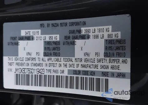 2016 Mazda Cx-3 Grand Touring из США, поврежденный, VIN JM1DKBD76G0119423